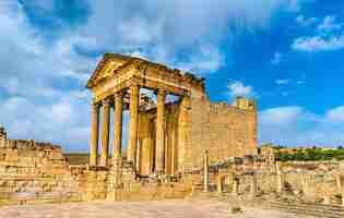 Photo the roman capitol at dougga in tunisia, north africa