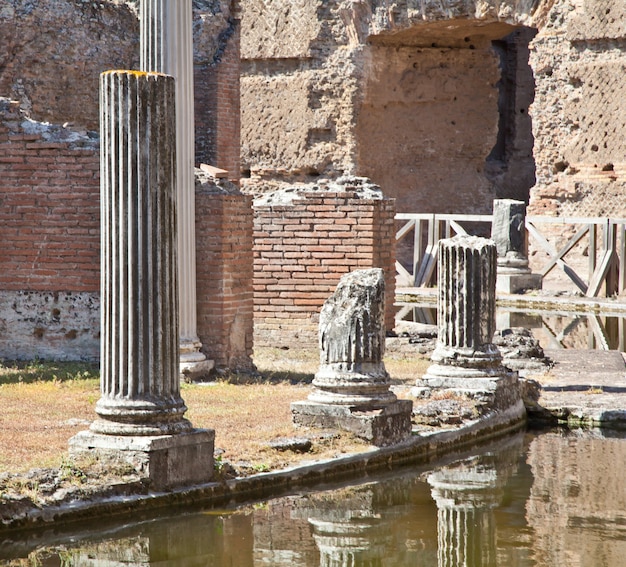 Roman columns in Villa Adriana, Tivoli, Italy