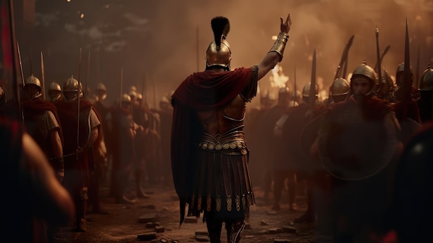 승리를 축하하는 로마 황제 인공 지능 생성
