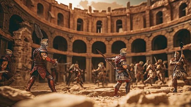 Foto gladiatori romani che combattono nel colosseo