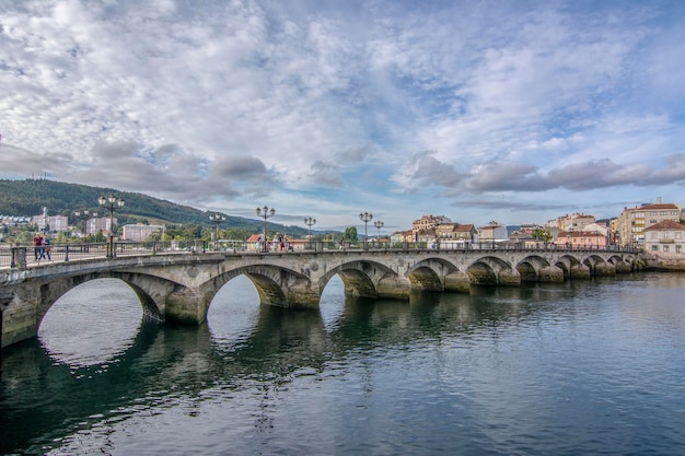 Roman and medieval bridge called Puente del Burgo which crosses the Lerez river of Pontevedra