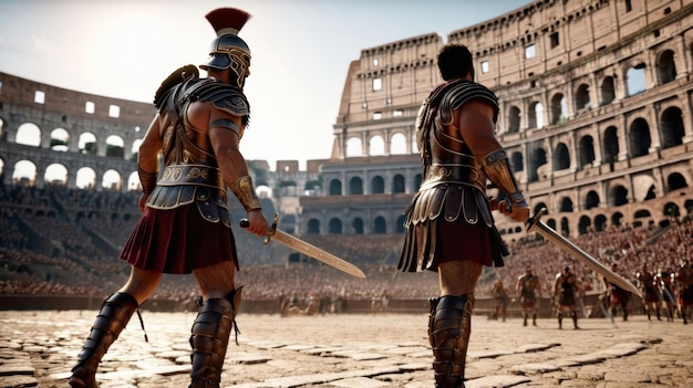 Roman Men in Armor Standing Together