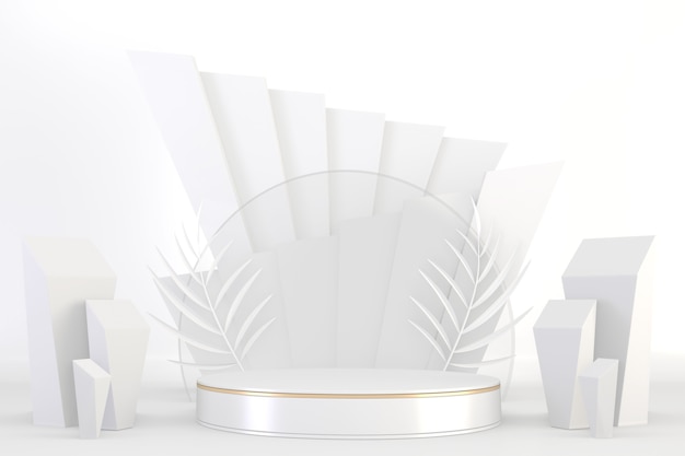 Roman podium  white for cosmetic product on granite white. rendering