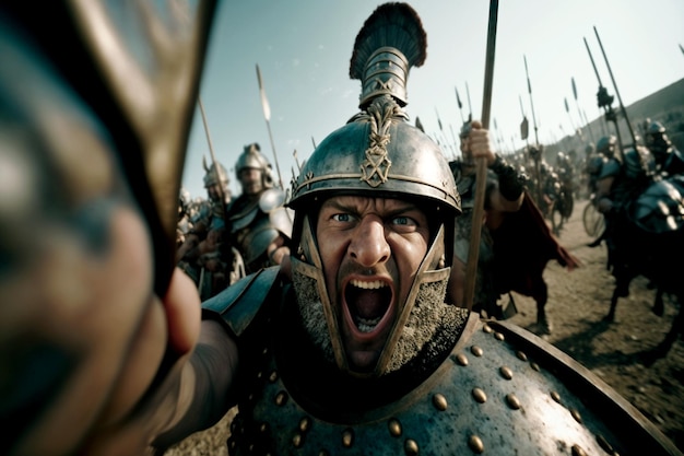 Roman soldier takes selfie at battle of pharsalus