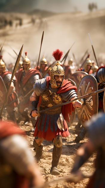 Roman soldiers in battle