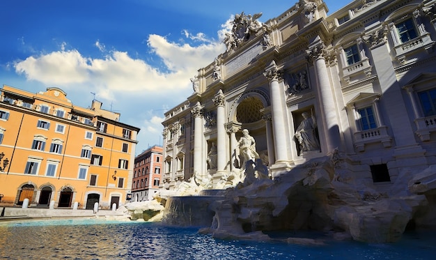 Roman Trevi Fountain in the morning, Italy