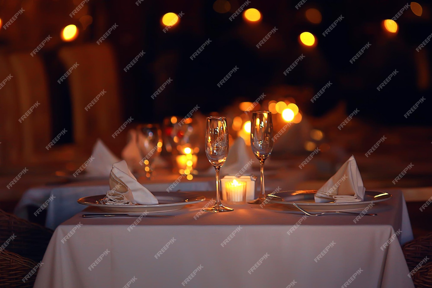 Premium Photo | Romance dinner restaurant table setting, background in ...