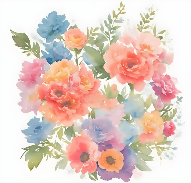 Romance flower bouquet watercolor