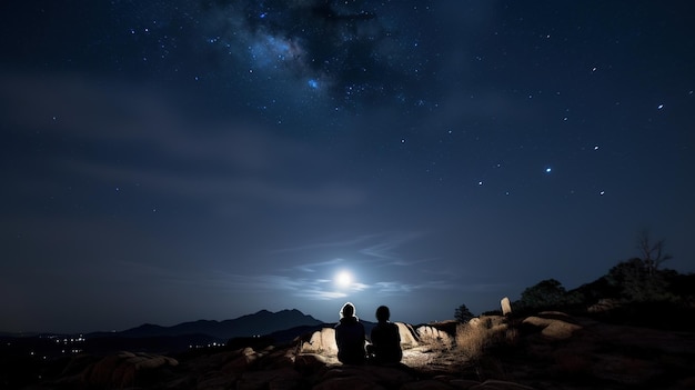 Romance Under the Starry Night Sky Generative AI