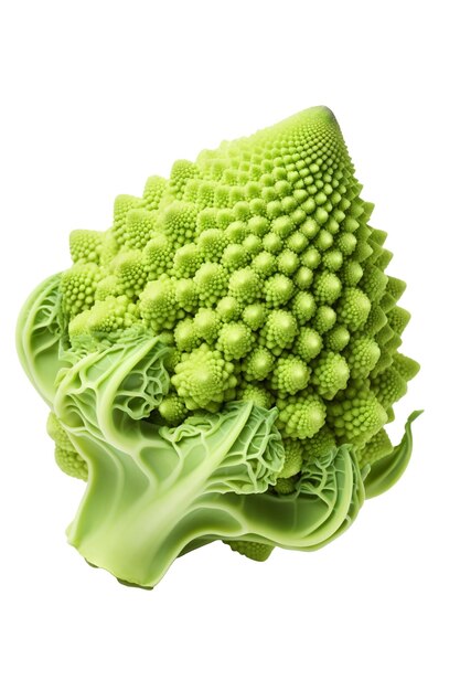 Photo romanesco broccoli cabbage or romaine cauliflower isolated on white background with clipping path