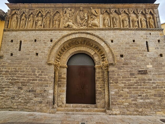 Romanesque facade of the church of Santiago in Carrion de los Condes province of Palencia