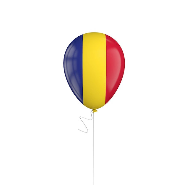 Воздушный шар с флагом Румынии на веревочке 3D рендеринг