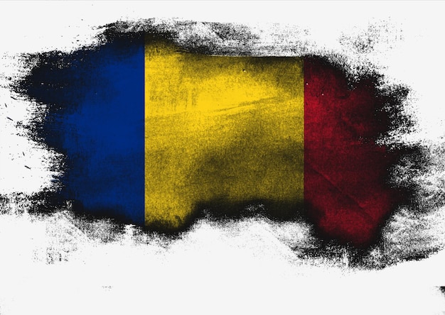 Romania flag painted with brush