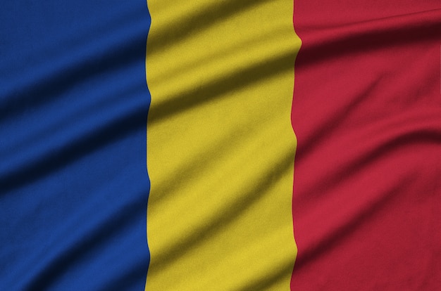 Romania flag with many folds. 