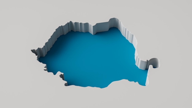 Romania Map 3d inner extrude map Sea Depth with inner shadow