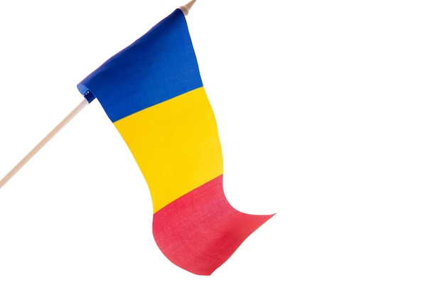 Photo romanian flag on a black background isolate