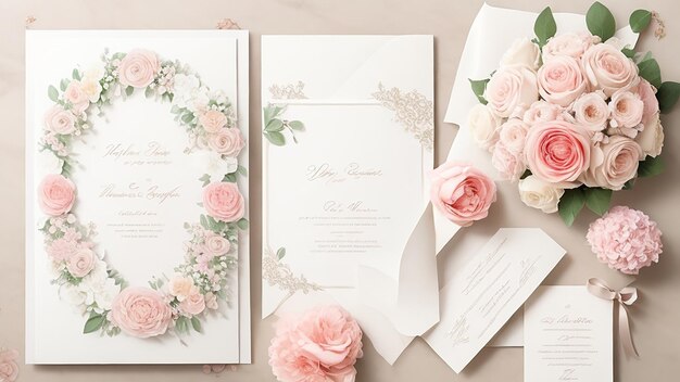 写真 ロマンチックで洗練されたパステル花の結婚式の背景