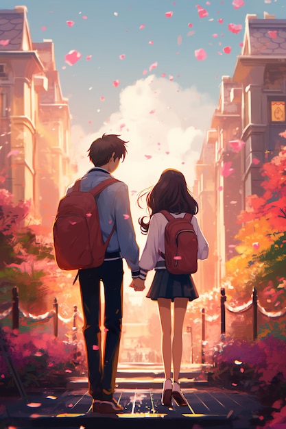 Romantic Back to School Beautiful Anime Artwork