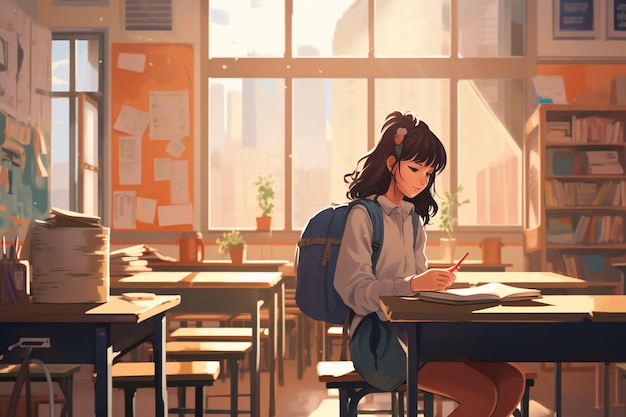 Romantic Back to School Beautiful Anime Artwork