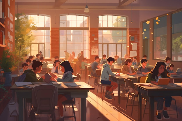 Romantic Back to School Beautiful Anime Artwork