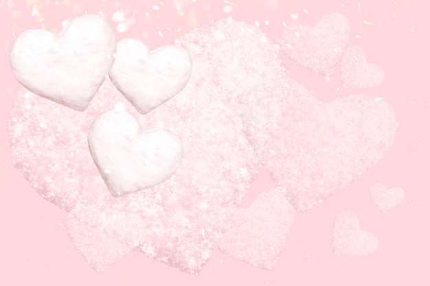 romantic background in pastel colors with hearts highlights and snowflakes valentine