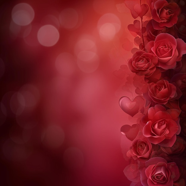 Romantic background with hearts and roses for valentines day or wedding