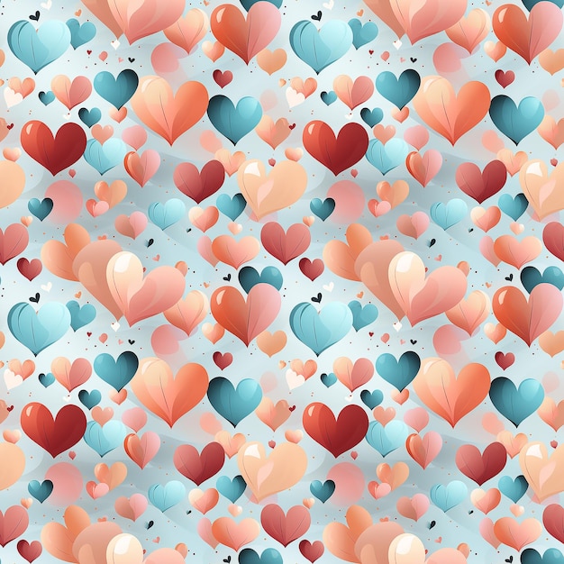 romantic background with hearts in soft colors seamless pattern