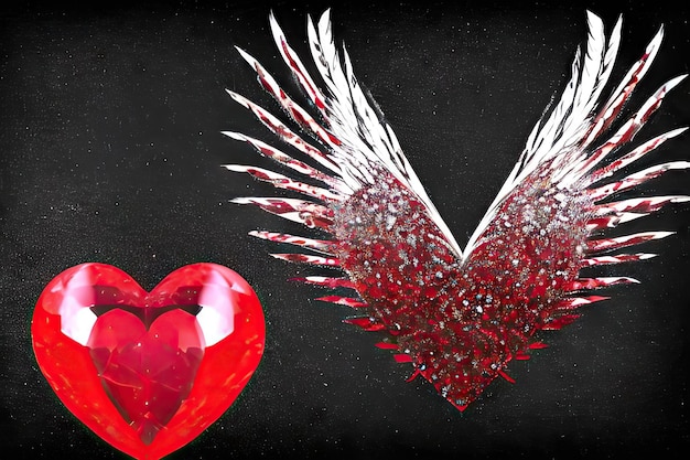 발렌타인 데이 CardxA를 위한 로맨틱한 아름다운 깃털 하트 그림