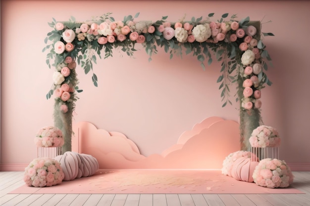 Романтическая спальня с камином и розами.