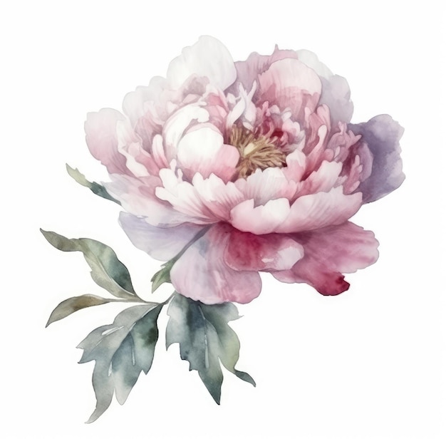 Romantic blush watercolor arrangement on white background for modern designs generative ai