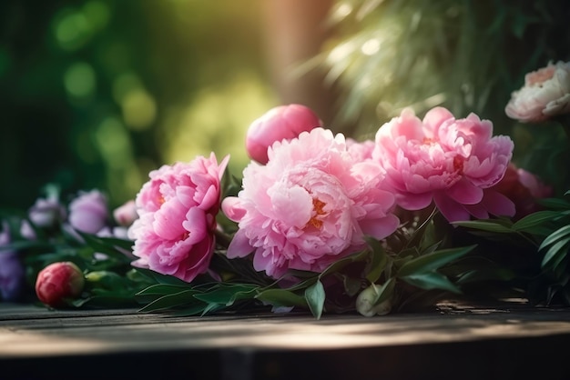 Romantic bouquet of peonies