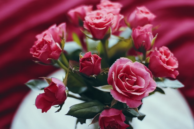 Romantic bouquet of roses close up