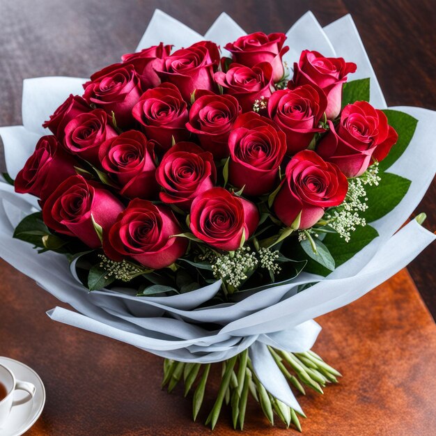 Foto un bouquet romantico di rose per una signora