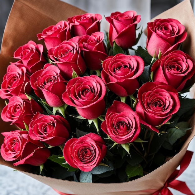 Foto un bouquet romantico di rose per una signora