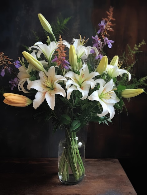 Romantic bouquet with lilies