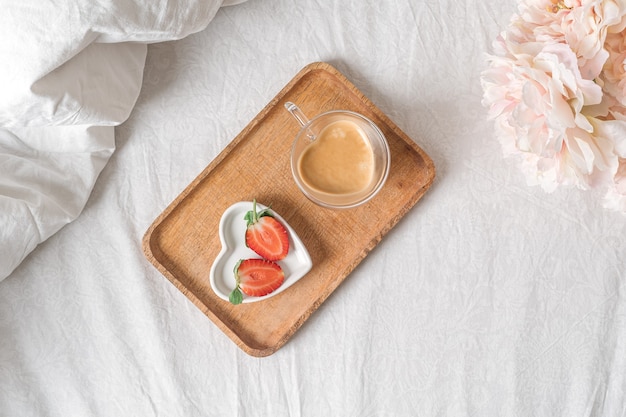 Romantic breakfast in bed