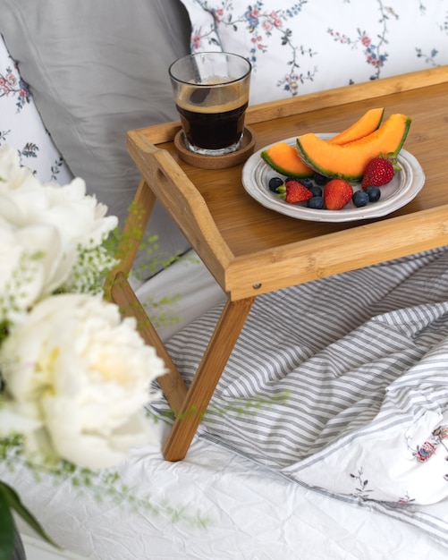 Romantic breakfast in bed