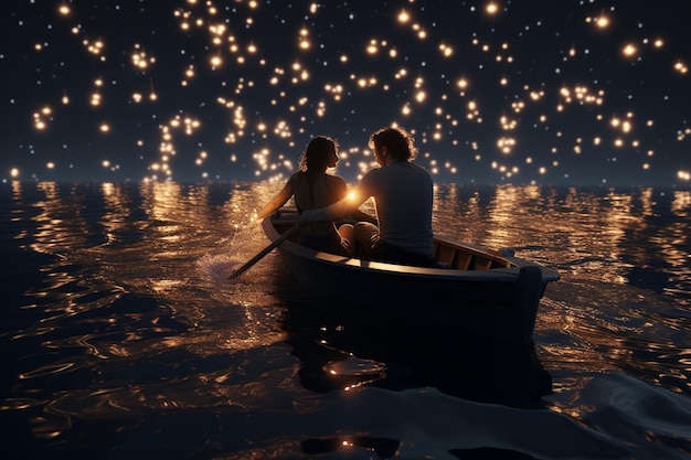 写真 ロマンチックなキャンドルライトボートライド - ストーリー