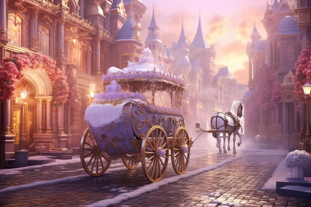 Photo romantic carriage ride through a fairytale citysca 00095 03