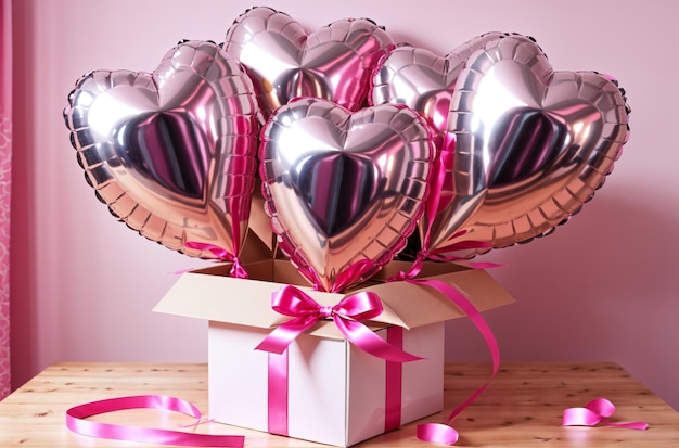 Romantic Celebration HeartShaped Balloons in Gift Box