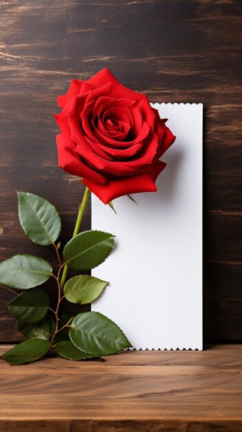 Romantic contrast Red rose on rustic wooden table with white sheet Vertical Mobile Wallpaper