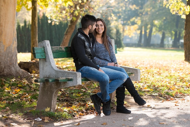 Romantic Couple On A Bench