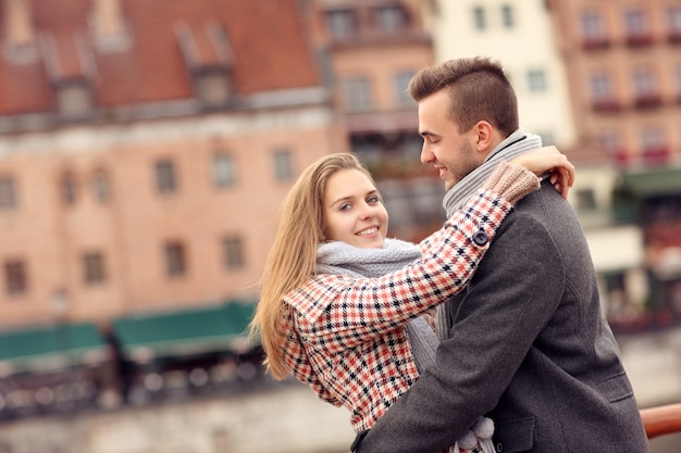 a romantic couple on a date in Gdansk