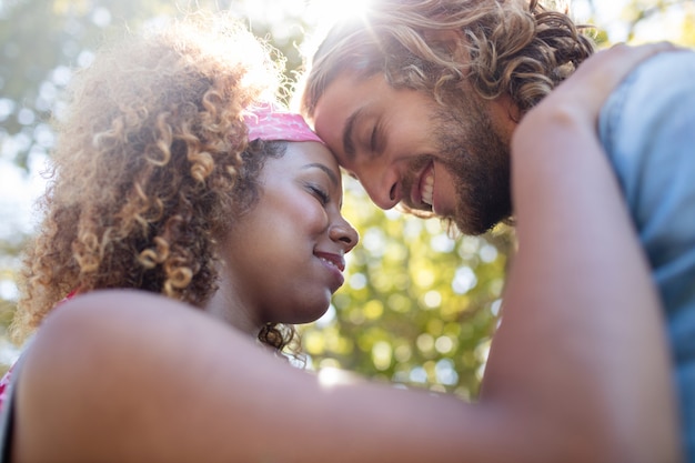 Romantic couple embracing each other