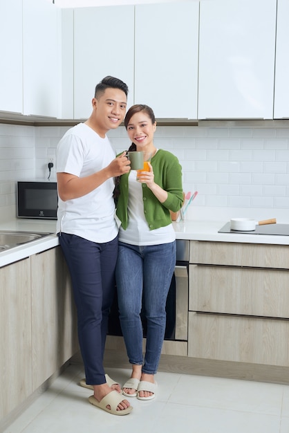 romantic couple at home