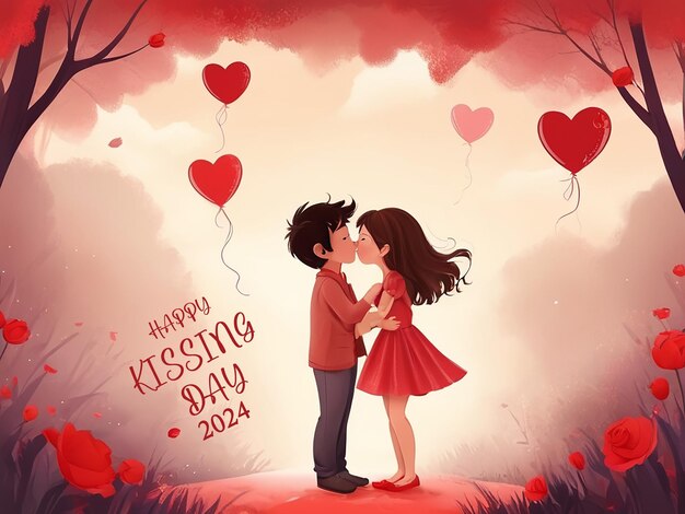 만적 인 커플 이 키스 하는 날 에 키스 하는 열정적 인 사랑 이미지