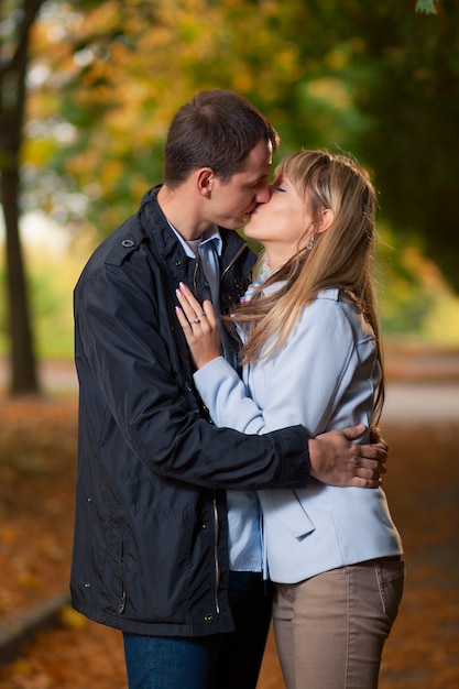 Romantic couple kissing