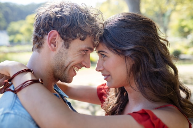 Romantic couple looking at each other