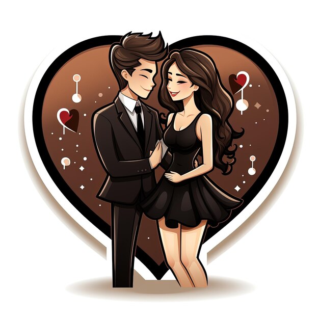 Photo romantic couple love a 3d cartoon couple smiling avatar character