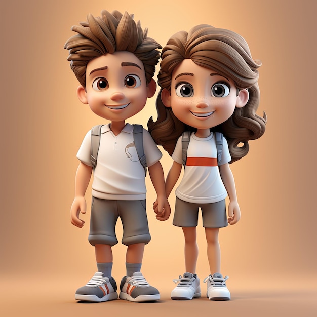 romantic couple love a 3d cartoon couple smiling avatar character